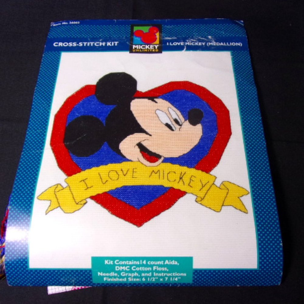 Vintage Mickey Mouse Unlimited Cross Stitch Kit, I Love Mickey, Needle Craft,